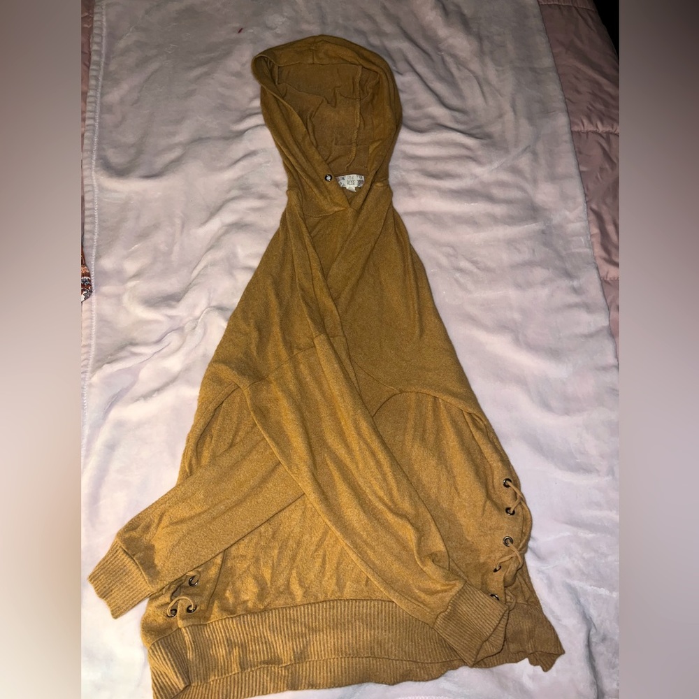 Dark Mustard yellow/ tan hooded sweatshirt